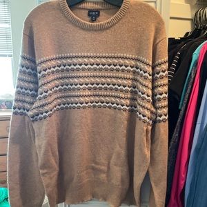 Men’s J Crew Camel/Black Fair Isle XL crew neck sweater